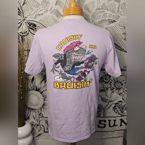 Like New ALAB Shark Graphic Lavender T-Shirt Sz Medium 'Cruisin And Bruisin'